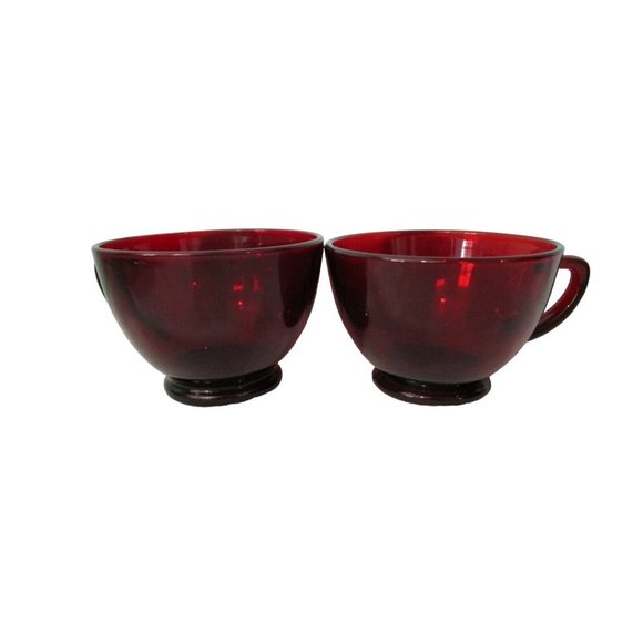 Vintage Anchor Hocking Royal Ruby Red Glass Snack Punch Tea Cups 1938 A Pair EUC - Picture 5 of 12